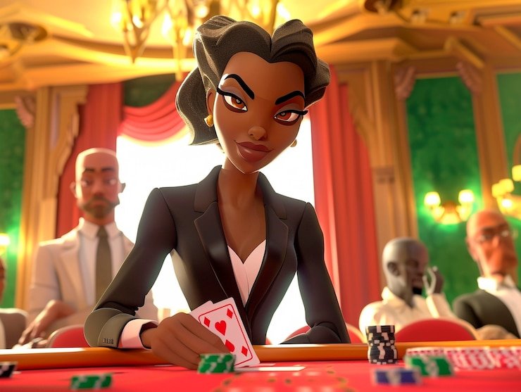 Tampilan dealer langsung dengan meja baccarat dan roulette
